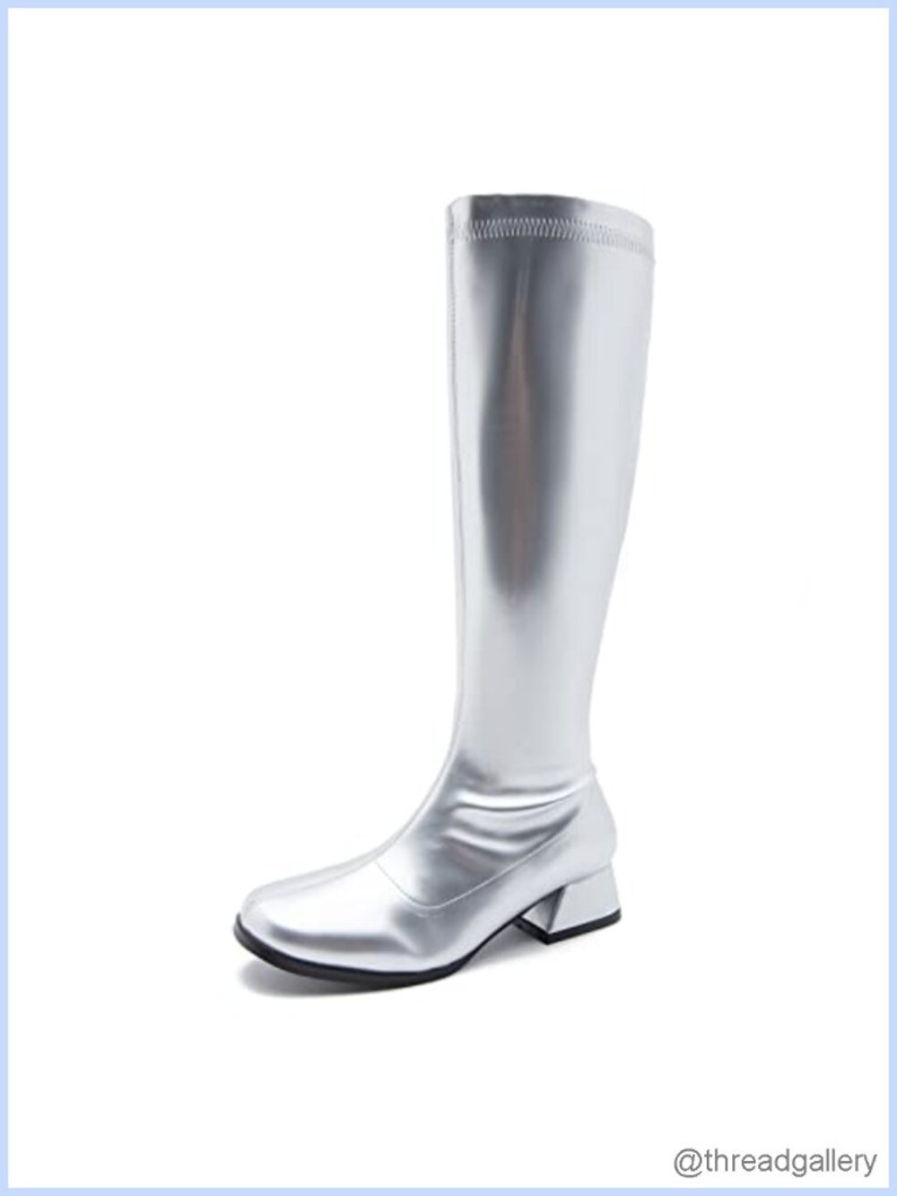GO GO Boots Knee High Low Block Heel Square Toe Zipper Women's Party Shoes